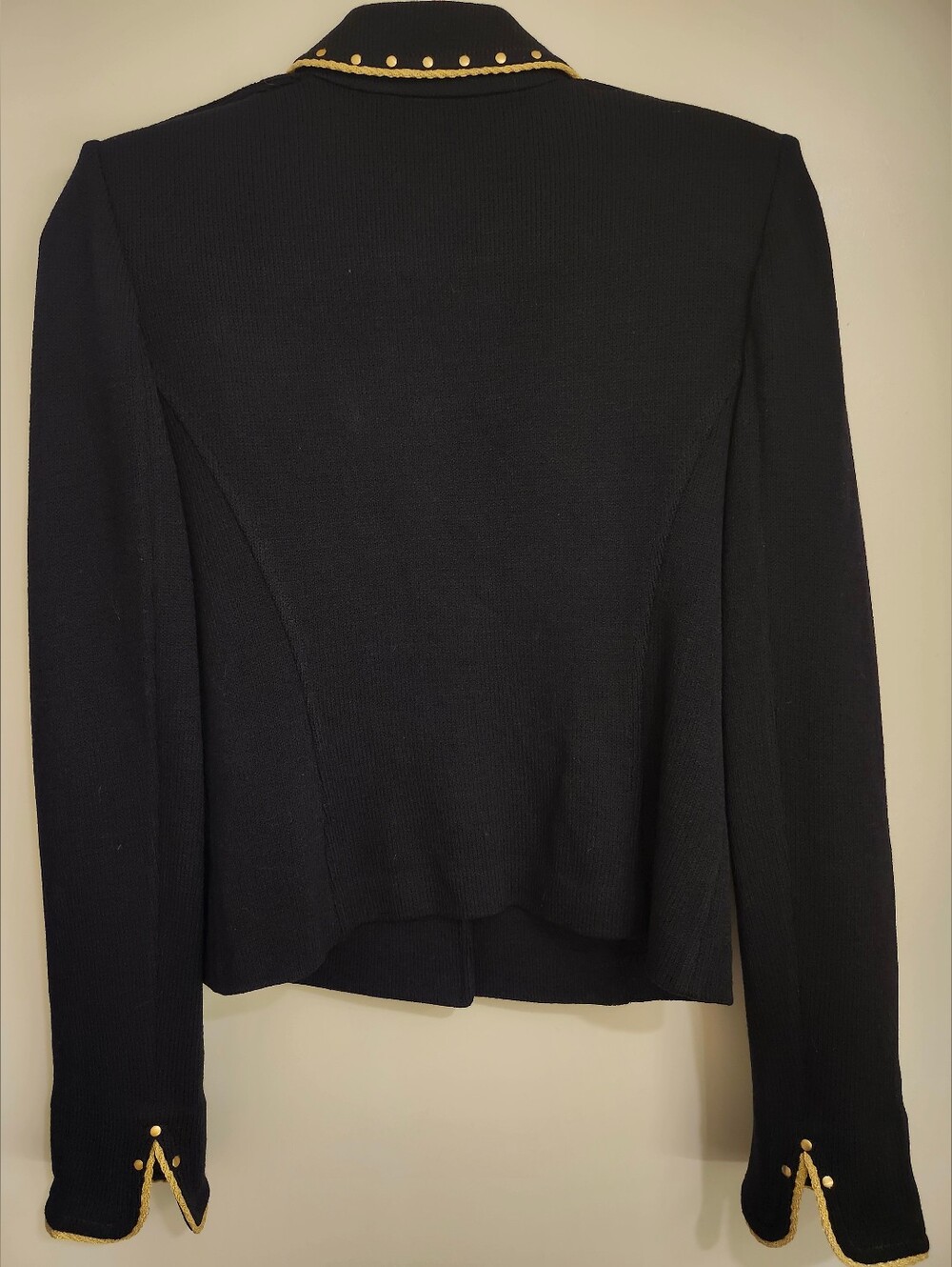 St. John Collection Vintage Santana Knit Blazer with Gold Trim and Button Detail - Picture 2 of 8